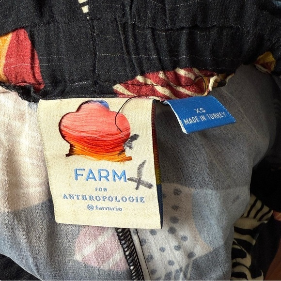 FARM RIO Tropical Fish Print Crepe Beaded Drawstring Embroidered Stripe Pants XS - Picture 5 of 10